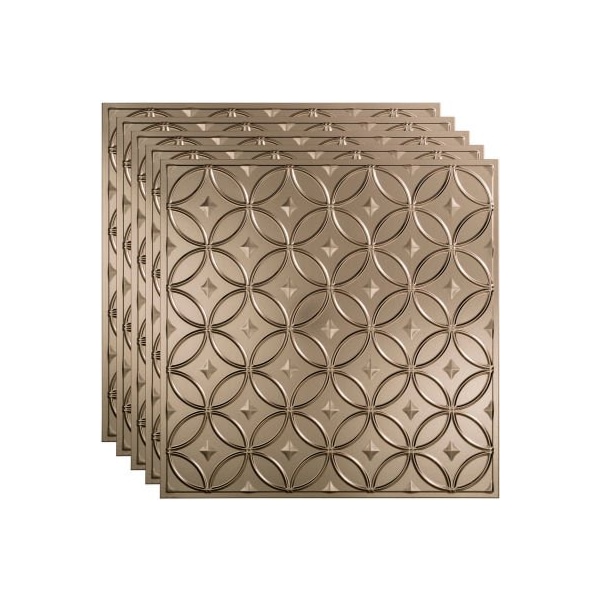 Acoustic Ceiling Products Fasade Rings - 23-3/4" x 23-3/4" PVC Lay In Tile in Brushed Nickel - PL8229 PL8229 - main